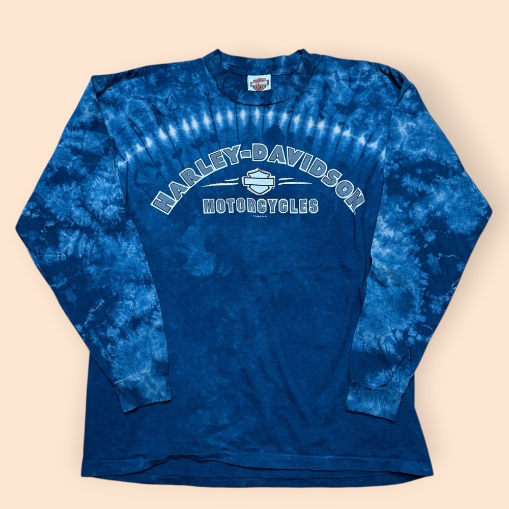 Vintage Harley Davidson Y2K T Shirt Tie Dye Long Sleeve Medium Savannah Georgia